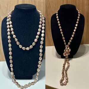 Chicos Pink FAUX PEARL FLAPPER OPERA LENGTH BEADED NECKLACE Slipover Long